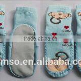 Baby Cartoon Monkey Design Leather Sole Slipper Socks thumbnail-1