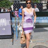 Purple And White Sexy V Neck HL 2014 New Fashion Bandage Dress Celebrity Slim Dresses thumbnail-5