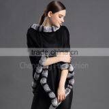 CX-B-P-58A Fashion Super Quality Latest Genuine Rex Rabbit Trim Pashmina Shawl thumbnail-3