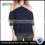 MGOO 2017 Summer Fashion Lace Top Thin T Shirt Trim Off Shoulder Bardot Lace Woven Top thumbnail-1