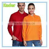 Long sleeve 100%cotton polo t shirt