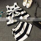 Vintage Baby Clothing Set Black And White Stripes Outfit Bow Tie Apparel thumbnail-6