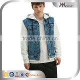 Wholesale China Fashion Hooded Mens Jersey Sleeve Denim Jacket thumbnail-1