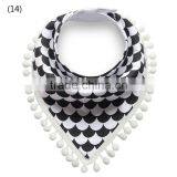 S17222A High Quality Cute Cotton Bandana Baby Bibs With Mini Pom-Pom thumbnail-6