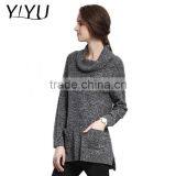 Fashion Winter Sweater Women Grey Rollneck Long Knit Cashmere Pullover thumbnail-1