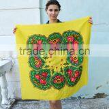 Vintage Ukrainian Shawl, Russian Floral Scarf ,russian Shawl, Floral Scarf, Head Scarf, Beautiful Shawl, Yellow, Babushka Russia thumbnail-6