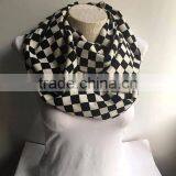 Black and White Checkered Scarf, Checkered Infinity Scarf, Women Accessories, Gift Ideas thumbnail-4