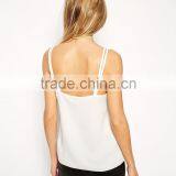 2016 Guangzhou Shandao Factory High Quality Summer Fashion Sexy Spaghetti Strap White Chiffon Latest Design Girls Top thumbnail-3