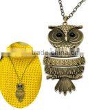 Vintage Antique Bronze Owl Halloween Ornaments Pendant Necklaces 35-1/2" thumbnail-1