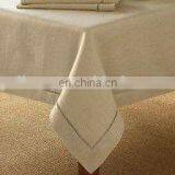 Linen Table Cloth With Around Hand Ladder Hemstitched in Natural/beige Color thumbnail-1