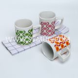9 oz white square ceramic mug with printing