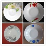 Ceramics porcelain turkey soup deep plate,black flower printed dish plate,custom printed ceramic plate