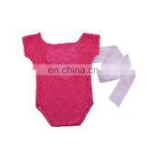 7 Colors Newborn Baby Photography Prop Lace Baby Romper With Bow Streamer thumbnail-5