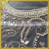 Handmade Flower Shape Beaded Crystal Rhinestone Applique for Dress FHA-054 thumbnail-3