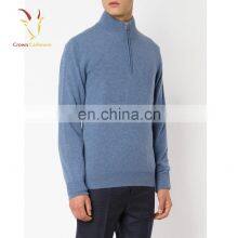 Merino Wool Men's Stand Collar Sweater 1/4 Zip Cashmere Pullover Sweater thumbnail-1