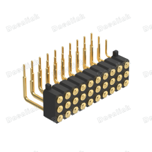 Dnenlink 2.54mm Pitch Triple Row H4.0mm Concave Contact Right Angle Female Header DIP Type PogoPin Header With Peg thumbnail-2