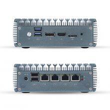 Fanless Embedded Mini PC 4 LAN Dual 4K HDMI/DP Display Intel Celeron J4125 Quad Processor Desktop Computer for Office/Business thumbnail-4