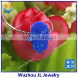 Silver Hamsa Bracelet / Synthetic Opal Blue Opal Bracelet thumbnail-5