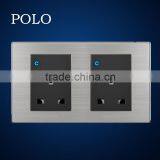 electrical wholesale wall switch 6 pole stainless steel switch Double US 1 gang switch and 13A socket                        
                                                Quality Choice