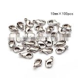 TOP Quality 10mm/12mm Imitation Rhodium Plated Jewelry Lobster Claw Clasp Findings 100pcs per Bag for Jewelery Making