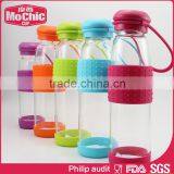 360ML/500ML Mochic Outdoor Portable Stylish & Smart Clear Glass Water Bottle With Silicone Sleeve thumbnail-1