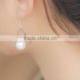 Generous Artifical Pearl on Triangle Stud Earrings thumbnail-3
