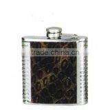 High Quality 5oz S/s 18/8 Duplex Series Hip Flask With Leather Covered thumbnail-4