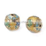 200pcs Blue and Gloden Enameled Brass Beads beautiful Flower ethnic jewelry heart handmade beads loose beads 9.6*10mm