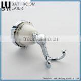 Simple Printing Lines Zinc Alloy Chrome Finishing Bathroom Accessories Wall Mounted Double Robe Hook thumbnail-5
