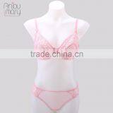 Ladies New Sheer Thin Mesh With Lace Soft Triangela Bra Mesh Panty Transparent Sexy Women Underwear Bra Set thumbnail-1