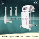 2016 New arrival vaginal hifu system vaginal beauty machine with 1.5,3.0,4.5mm 3 transmitters