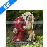 Resin Statue Dog With Fire Hydrant-Charming Statue of Puppy Solar Independent of Weather Conditions thumbnail-1