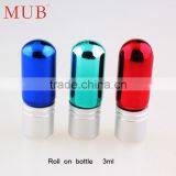 3ml Mini Glass Roll on Deodorant Bottles for Essential Oil, Empty Refillable UV Colored Roll on Perfume Bottles