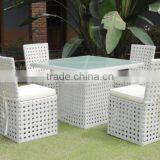 Outdoor Garden White Rattan Dining Table Set