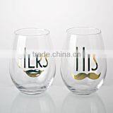Valentine's Day Gift Stemless Wine Glass, Gold Stemless Wine thumbnail-1