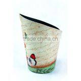 Beautiful Flower Print Waste Bin Faux Leather Trash Container With Handle thumbnail-4