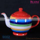 Wholesale Colorful Stripe Ceramic Tea Pot thumbnail-1