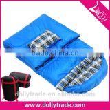 Flannel Waterproof Fabrics Camping Envelope Travelling Sleeping Bag With Pillow