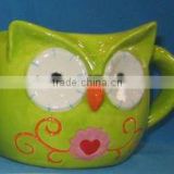 ceramic owl mug,green
