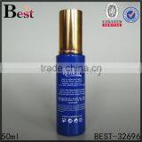 50ml China Hot Products Screen Pringting Cosmetic Lotion Blue Glass Bottle Gold Aluminum Pump and Cap Wholesale thumbnail-4