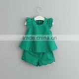 2017 Girls Summer Trendy Cool Suit Designs Pure Colour Boutique Girl Clothing Set thumbnail-2