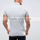 Custom Short Sleeve Two Button Placket Grey Men's Cotton/Spandex 200gsm Casual Slim Fit Anti Shrink Polo T-Shirt thumbnail-2