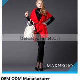 New arrival red color women wool knit winter poncho coats