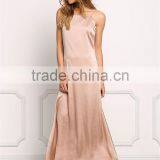 MGOO Hot Sale 2017 New Style Elegant Plain Satin Dress Champage Satin Maxi Dress Low Back Slip Sexy Dress thumbnail-5