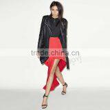 MGOO New Arrival Manufacturer Skirt Women Red Plain Maxi Ruffles Two Layers Runway Fashion Skirt 15146A143 thumbnail-2