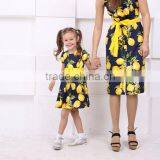 Lemon Print Cotton Mother Daughter Matching Dress Summer Dresses Midi Mommy And Me Outfit thumbnail-2