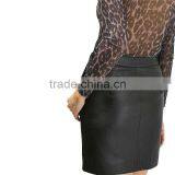 2017 OEM Cool Petite Black Leather Pencil Skirt With Side Pockets thumbnail-3