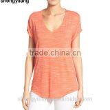 Rayon,polyester,spandex Tri-blend Curved Hem v Neck Wholesale Short Sleeve t Shirts thumbnail-4