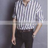 Linen Shirt Collar Male 7 Minutes of Sleeve Casual Shirts thumbnail-1