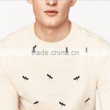 Mens Plain White Long Sleeve Animal Print Pullover Sweater for Wholesale thumbnail-4